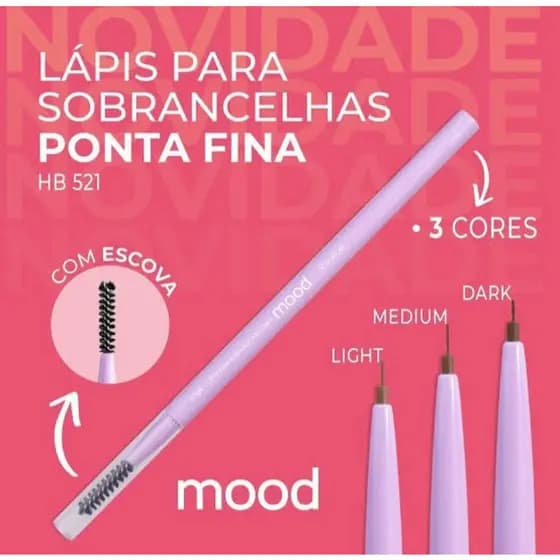 Lápis Para Sobrancelha Ponta Fina Alta Precisão Mood Ruby Rose HB521 - 0,1g