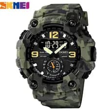 SKMEI 1637 Impermeável Esporte Masculino Militar Camuflagem Relógio Digital Dual Display