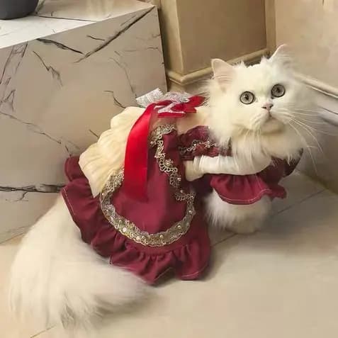 Vestido Vermelho Luxuoso para Pets – Gatos e Cachorros, Elegante e Requintado
