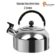 Chaleira De Aço Inox Inox Com Apito Capacidade 2 Litros Para Fogão A Gás e De Indução