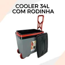 Cooler Caixa Térmica 34 Litros com Rodinha Camping Pesca Praia Caixa Termica