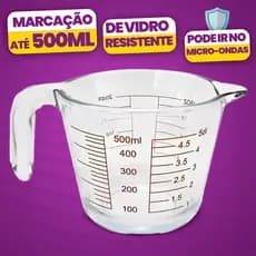 Copo Jarra Medidora de Vidro 500ml com Alça – Resistente, Preciso e Pode Ir ao Micro-ondas