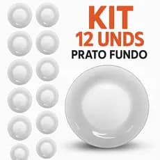 Kit 12 Prato Fundo de Vidro Reforçado Decorado – Elegante e Moderno - Jogo De Prato Fundo Decorado