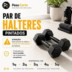 Par Halter Sextavado Pintado-Musculação Academia Funcional Peso Para Braço Treino em Casa Crossfit