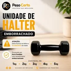 UNIDADE Halter Sextavado Emborrachado 1kg ao 5kg-Academia Musculação Treino Casa Peso Fisioterapia