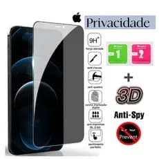Kit Limpeza + Película IPhone Privacidade 3D Anti-Espião Todos Modelos IOS 11 12 14 15 16 16Pro Max