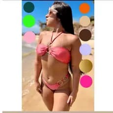 Biquini e Calcinha feminino Com Argolas Fio Dental com Bojo Removivel Beach gloss