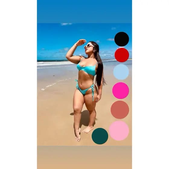 Biquini Feminino Meia Taça Com Argola Organica Cortininha Beach gloss