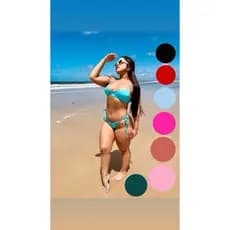 Biquini Feminino Meia Taça Com Argola Organica Cortininha Beach gloss