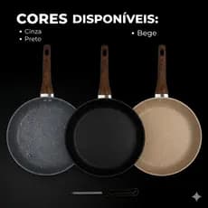 Frigideira Antiaderente 26 cm Ferro Fundido Frita Sem Óleo /Gás + chave de Brinde