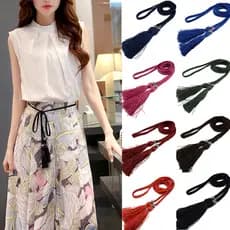 【Fast Delivery】Estilo Trançado Tecido Borla Cinto Nó Decorado Cintura Corrente Corda Boêmio Retro