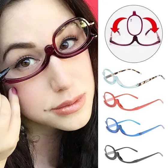 🔥🔥🔥【Fast Delivery】Óculos De Moda Monocle Eyewear Maquiagem Multifuncional Rotatível