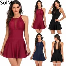 Um Novo Maiô Estilo Saia Feminino Conservador Sem Costas Cor Sólida Justo Quente Maiô Feminino