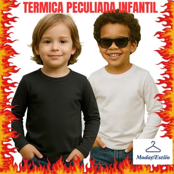 Blusa de Frio Infantil Segunda Pele Térmica Peluciada Inverno Frio Forrada Flanelada Manga longa UNISSEX