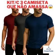 KIT/C 3 Camisa Masculina Dry Fit Premium Lisa Academia Corrida Casual Esportes