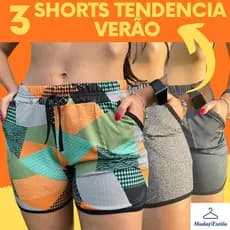 Kit 3 Shortinho Curto Moda Verão Feminino Estampada Soltinho Super Confortavel Plus Size