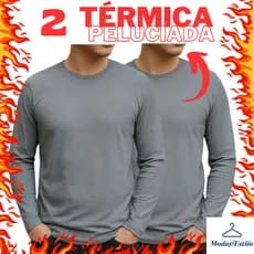 2 Blusa Manga Longa Segunda Pele Térmica Peluciada Manga Longa Masculina