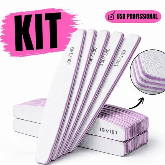 Kit 3/10/20/30/50 Lixas de Unha Bumerangue Lavável 100/180 Profissional Banana Alongamento Gel Fibra