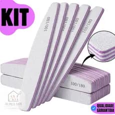 Kit Lixas de Unha Banana/Bumerangue 100/180 Laváveis Profissional Para Alongamento Gel Fibra - WJ
