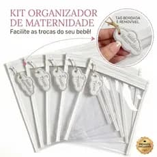 Kit 5 Saquinhos Maternidade Com Tag Bordada De Identificação Com Zíper
