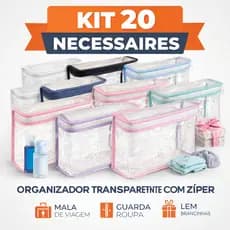 Kit 20 Necessaires com Zíper Organizador Multiuso para Mala Viagem Guarda Roupa Lembrancinhas