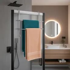 Suporte Porta Toalha Duplo Para Box Cromado Prateado