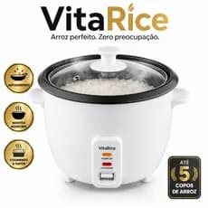 Panela Elétrica Multifuncional VitaRice 1,3L 5 Copos Antiaderente Tampa de Vidro Cozinha no Vapor Mantém Aquecido