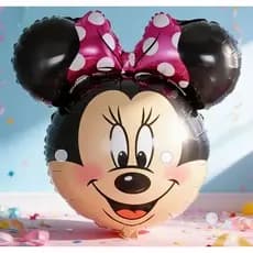 Kit c/5/10 Balões Minnie Mouse Laço Vermelho Rosa Metalizado Festa Infantil Decoração