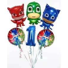kit c/6 balões metalizado pj mask estrela , numero 33cm