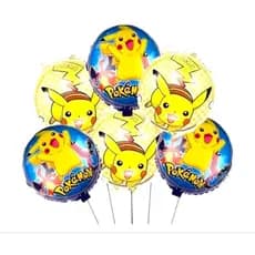 Kit c/6 Balões pokémon redondo mede 45 cm/Decoração