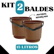 Kit com 2 Baldes 15 Litros com Alça – Plástico Resistente | Cores Sortidas - TOY BF15
