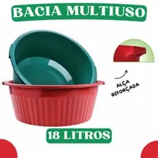Bacia Multiuso 18 Litros Canelada Com Alça Reforçada - Cores Sortidas - Lavanderia - 1 Unidade - TOY BA18