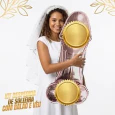 Kit Despedida de Solteira Luxo Balão Temáticos + Véu Noiva Festa Completa