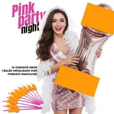 Kit Despedida de Solteira Festa Divertida com Balões Rosê Gold + Canudos Neon