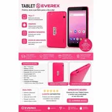 Tablet Everex Rosa – Compacto, Leve e Funcional | Entrada Micro SD