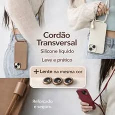 Capa com Cordão Ajustável TPU Macia Antichoque para iPhone 17 17 Air 16 16E 15 14 13 12 11 Pro Max – Modelo Novo