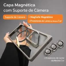 Capa Galaxy S23 S24 S25 FE S26 Plus Ultra Magnética Translúcida MagSafe Antichoque com Lente Metal