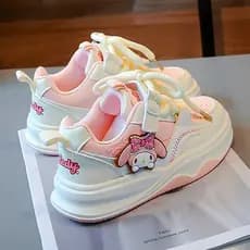 Tênis para Meninas de Estoque Pronto Tênis para Meninas Tênis Novo Estilo Primavera Outono Crianças Kuromi Sapatos Brancos Tênis de Sola Macia Tênis para Meninas Estudantes