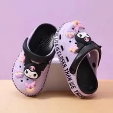 Kuromi sapatos infantis com buracos, chinelos para meninas, sandálias antiderrapantes de desenho animado, sapatos de pra
