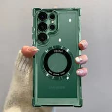 Capa De Telefone Magnética Revestida De Luxo Para Samsung Galaxy S22 S23 S24 S25 Ultra Plus FE Airbag Câmera À Prova De