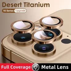 Protetor De Lente De Câmera De Titânio Deserto Para iPhone 16 15 14 13 12 11 Pro Max Plus Instalação Com Um Clique