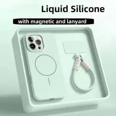 Com Cordão De Silicone Líquido À Prova De Choque Capa De Telefone Magnética Para iPhone 11 12 13 14 15 16 Pro Max Plus A