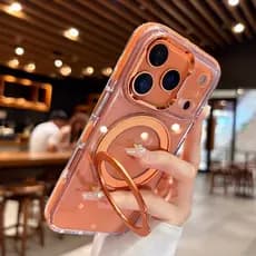 Laranja Cósmica 360 ° Suporte De Metal Giratório N52 Capa De Telefone Magnética Para iPhone 17 13 14 15 16 Pro Max 16 Pl
