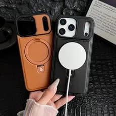 Capa De Telefone Magnética N52 De Couro Estilo Empresarial Para iPhone 17 Pro Max 17Pro Suporte De Metal Oculto Integrad