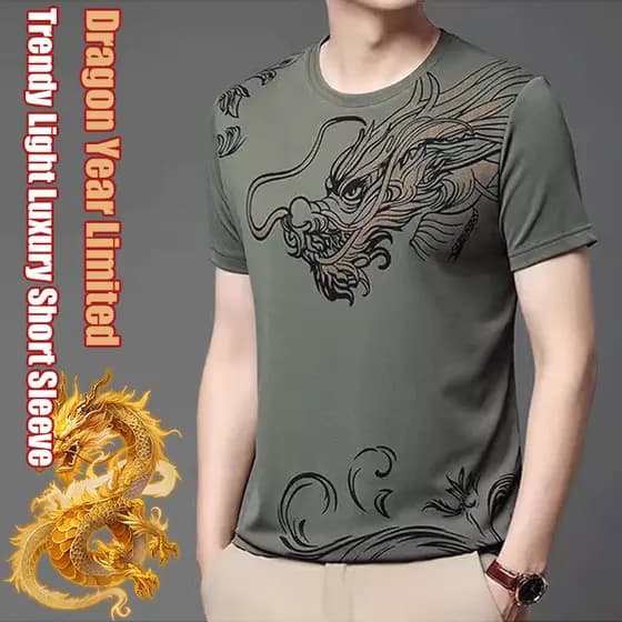 Camiseta masculina de manga curta com gola redonda, leve e luxuosa.