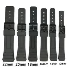 Bracelete De Silicone Para Relógio 12/14/16/18/20/22mm Borracha À Prova D'água Reposição Universal Pino Fivela Prata Preto Acessórios