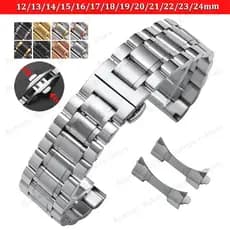 Pulseira De Relógio De Aço Inoxidável Sólido Com Extremidade Curvada 12/13/14/15/16/17/18/19/20/21/22/23/24mm Fivela Bor