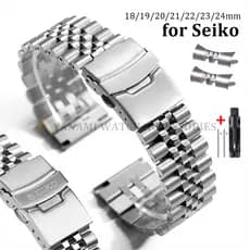 Pulseira De Relógio De Aço Inoxidável Sólido Jubileu 18mm 19mm 20mm 21mm 22mm 23mm 24mm Metal Com Extremidade Curva Reta