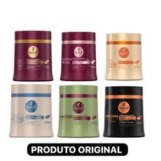 Kit  6 Mascaras 500gr - Liso com Força, Quina Rosa, Tutano , Pós Quimica Bananeira, Bendito Loiro e Encorpa Cabelo