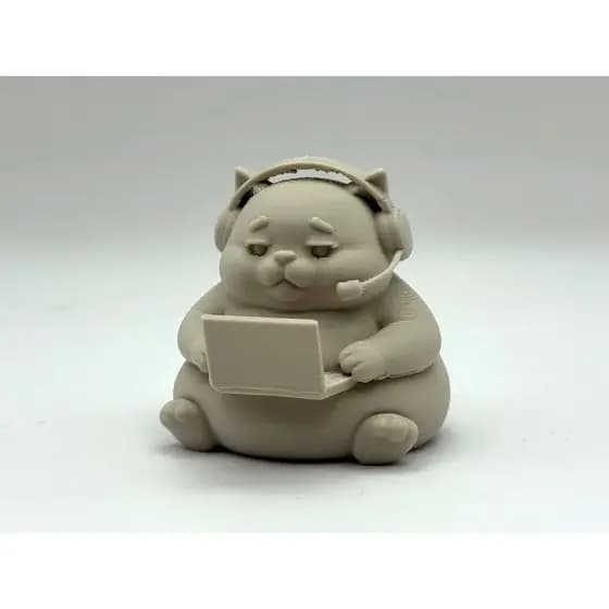 Miniatura Gatinho Programador | Gato Gordo Home Office | Decoração Geek Criativa